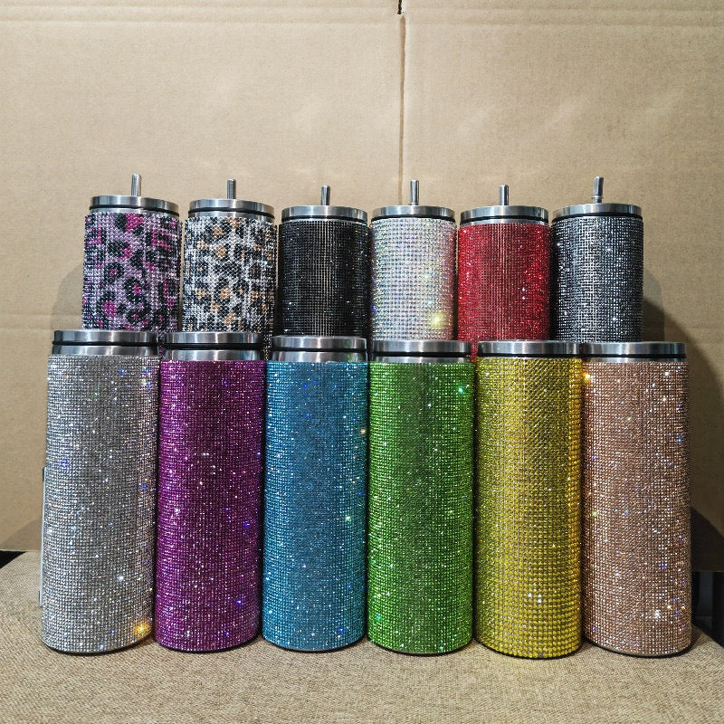 20oz Rhinestone Bling Tumblers with Metal Lids Luxury Shinny Style for Women 25Pack China Warehouse