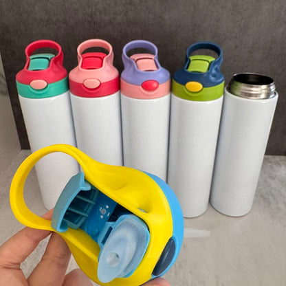 20oz Sublimation Water Bottles With Bounce Lids for Kids 5 Colors Lids Mix Style Tumblers 25 Pack