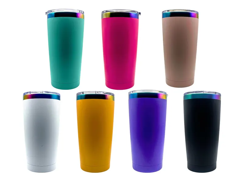 Men 20oz Rainbow Plated Powder Coating Car Tumblers for Laser Engraving 25Pack USA Warehouse