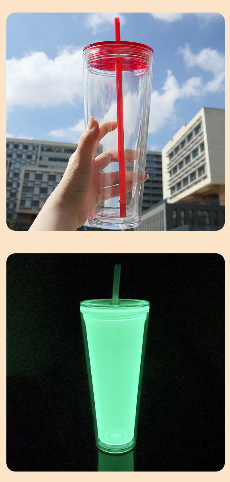 24oz Pre Drilled Snow Globe Plastic Cups for DIY Glitters and UV DTF Wraps 20 Pack China Warehouse