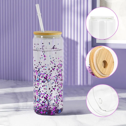 25oz Snow Globe Pre Drilled Sublimation Glass Can with Wooden Lids 25Pack USA Warehouse
