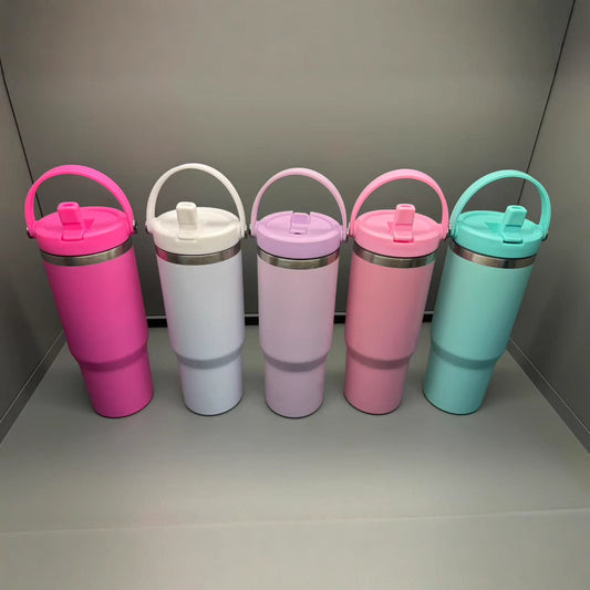 30oz Matt Macaron Color Blank Sublimation Flip Straw Water Bottles With New Lids 25 Pack China Warehouse