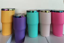 30oz Powder Coated Vacuum Insulated Rainbow Plated Car Tumblers for Laser Engraving 25Pack China Warehouse