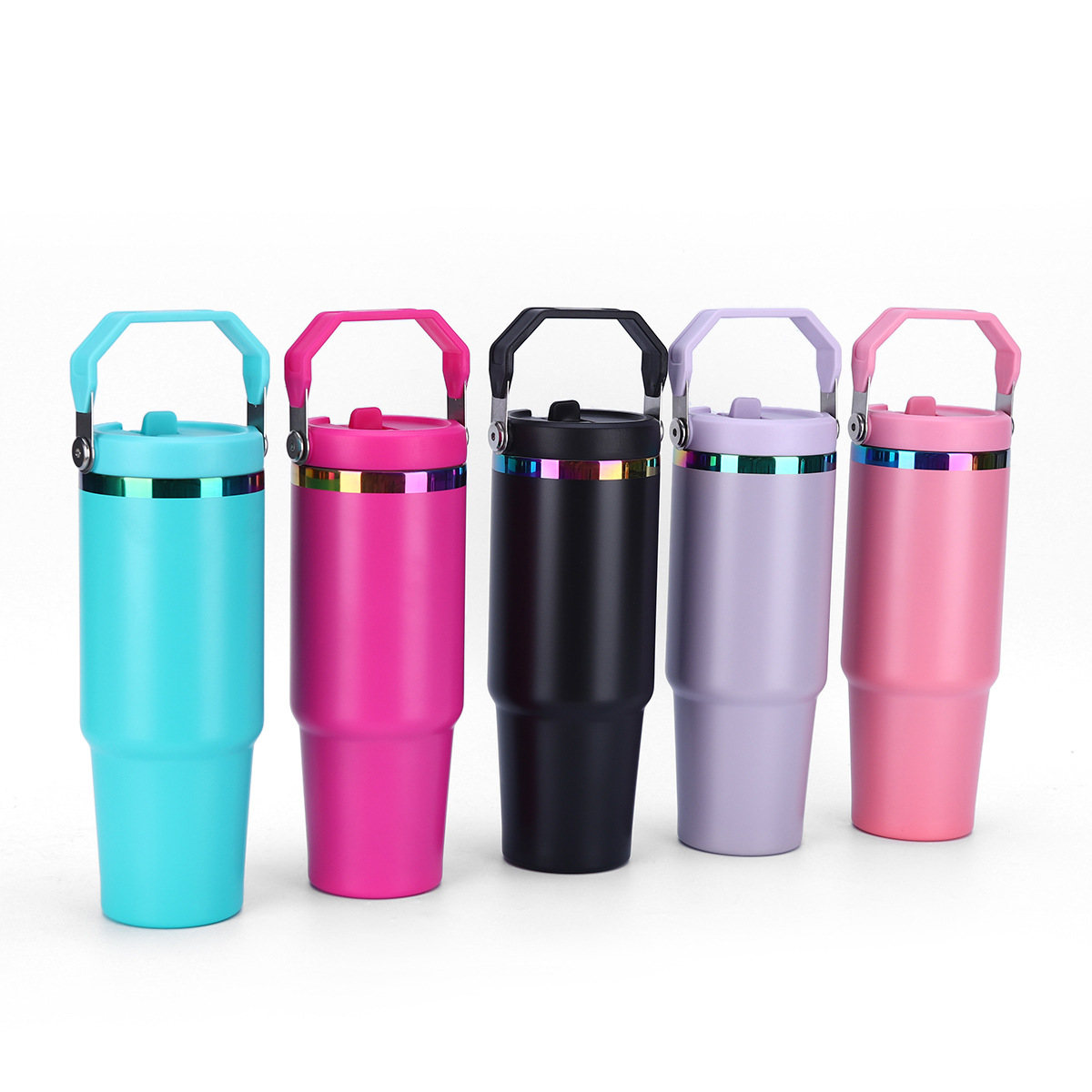 🌈 30oz Rainbow Underneath Flip Straw Water Bottoles Iceflow Tumblers for Laser Engrvaing 20Pack USA Warehouse