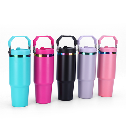 🌈 30oz Rainbow Underneath Flip Straw Water Bottoles Iceflow Tumblers for Laser Engrvaing 20Pack USA Warehouse