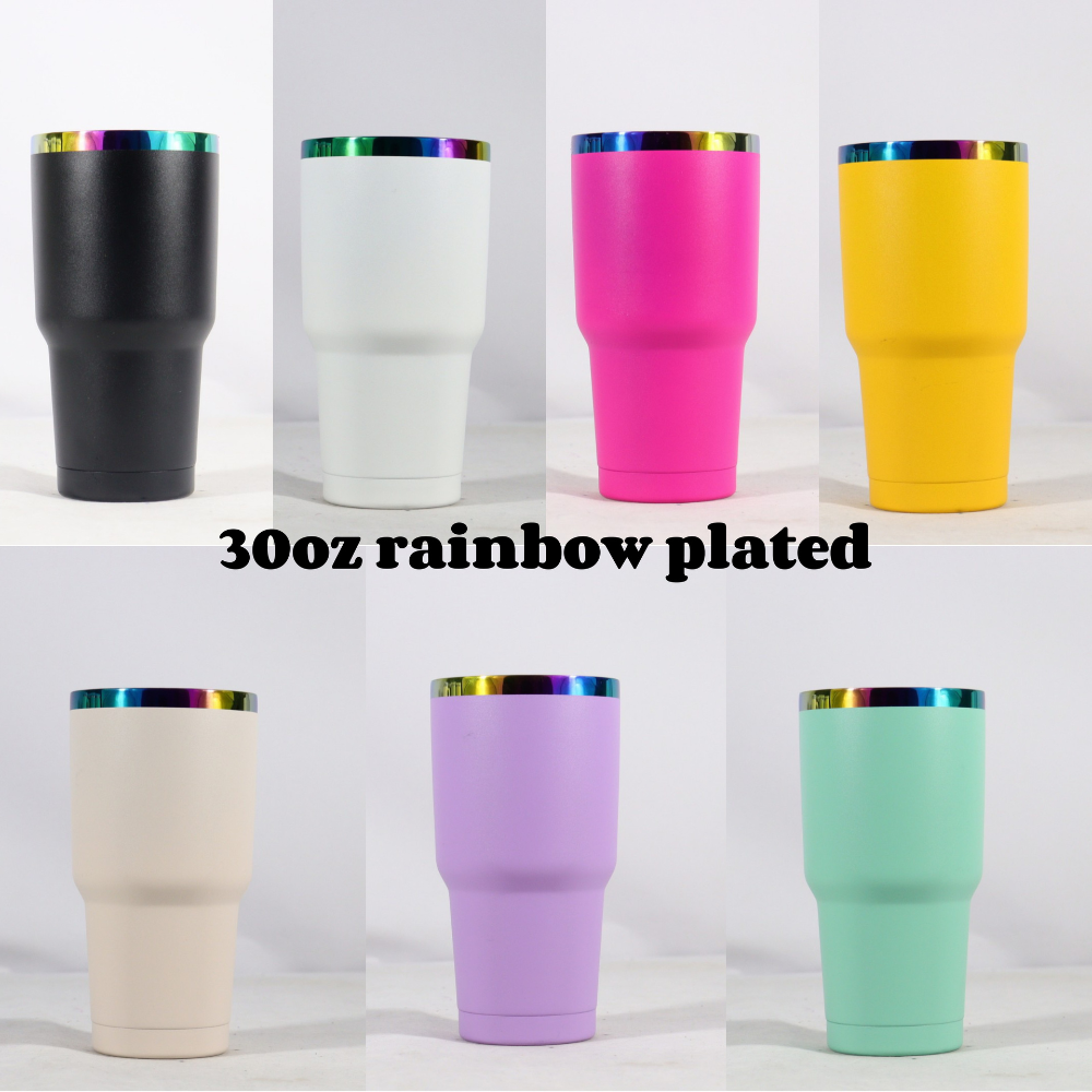 20oz 30oz Gold/Rainbow Plated Car Tumblers for Laser Engraved 50Pack China Warehouse