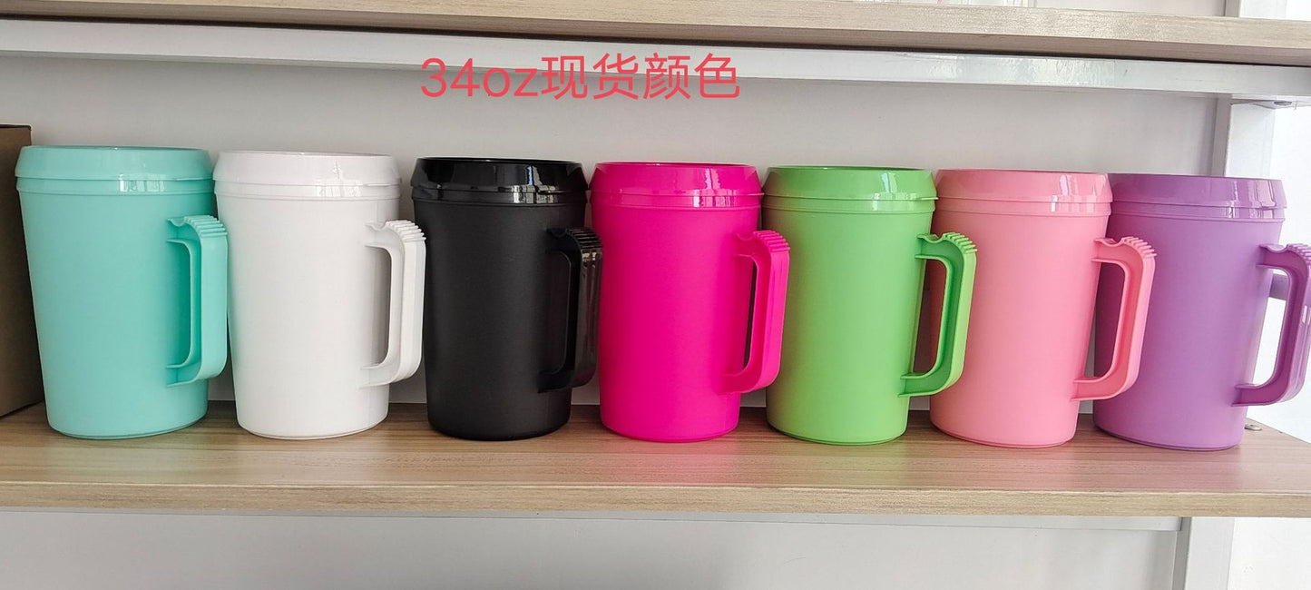 BPA Free 34oz Plastic Mugs for UV DTF Wraps Color Cute Style Travel Cups 24 Pack China Warehouse