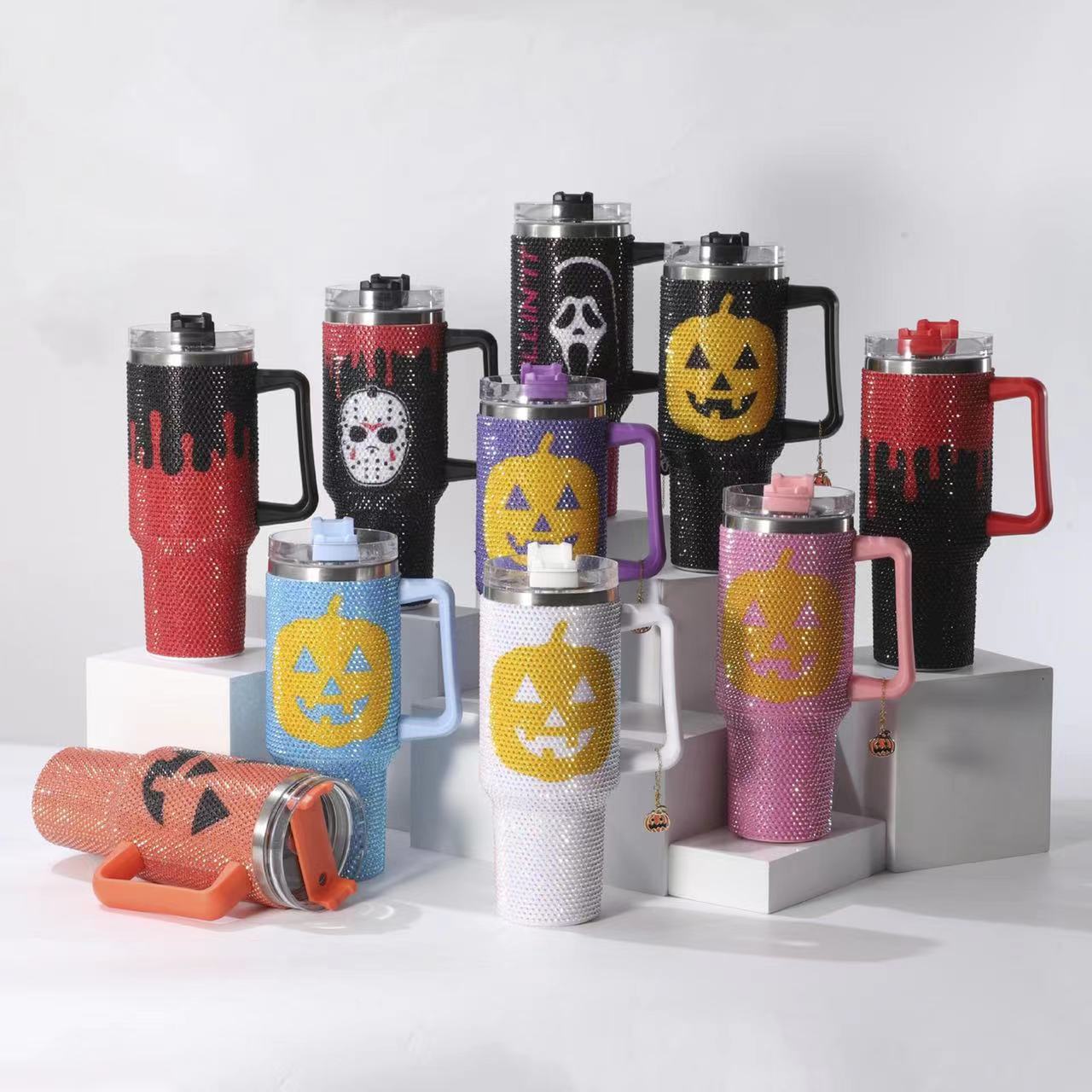 40oz Rhinestone Bling Tumblers for Halloween Pumpkin Style Travel Mugs  20Pack China Warehouse