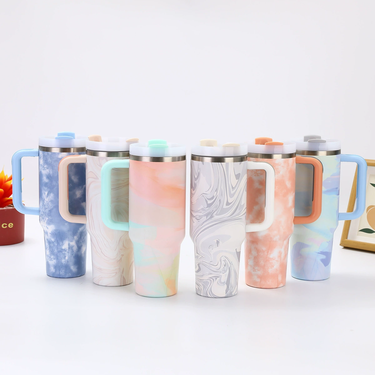 H2.0 40oz Warm Serene Brushstrokes Tie Dye Quencher Tumblers For Laser Engraving 20Pack China Warehouse