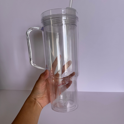 40oz Pre Drilled Hole Snow Globe Plastic Mugs Clear Double Wall Cups 20Pack China Warehouse