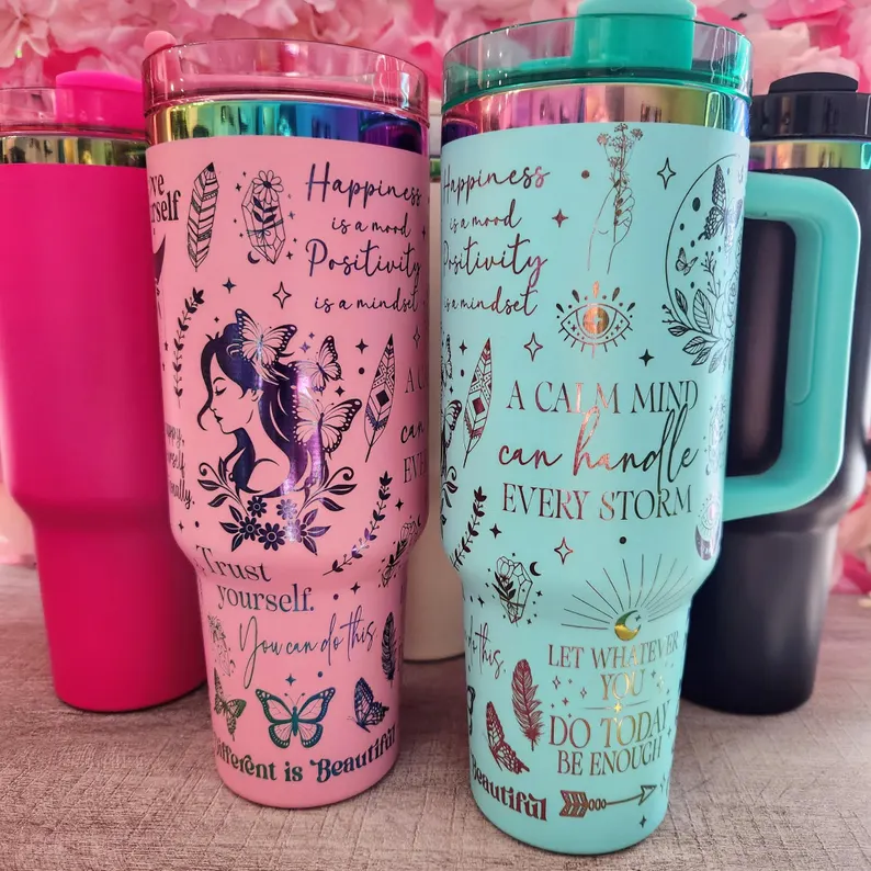 40oz 🌈Rainbow Underneath Macaron Color Quencher Tumblers for Laser Engraved 20Pack USA Warehosue