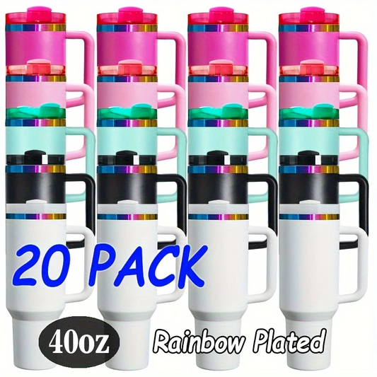 40oz 🌈Rainbow Underneath Macaron Color Quencher Tumblers for Laser Engraved 20Pack USA Warehosue
