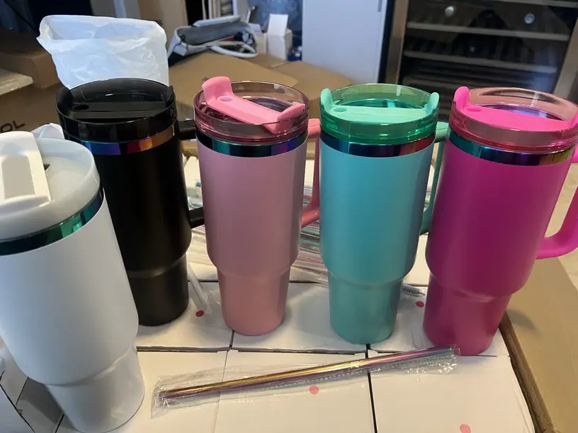 40oz 🌈Rainbow Underneath Macaron Color Quencher Tumblers for Laser Engraved 20Pack USA Warehosue