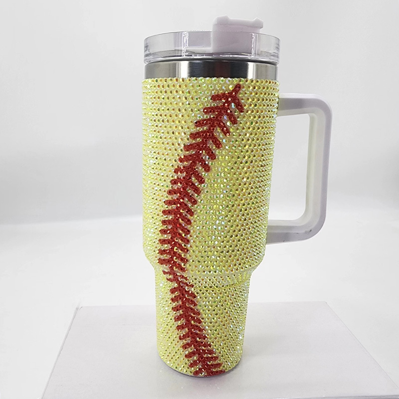 H1.0 40oz Football/Baseball/Basketball Bling Rhinestone Tumblers 20Pack China Warehouse