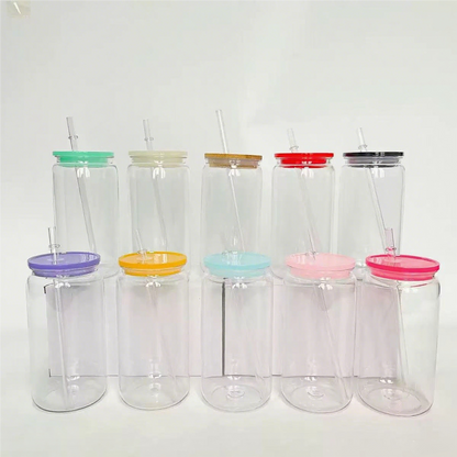 BPA Free 16oz Clear Plastic Can with Colorful Lids for UV DTF Wraps&Vinyl 50 Pack China Warehouse
