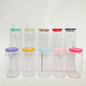 BPA Free 16oz Clear Plastic Can with Colorful Lids for UV DTF Wraps&Vinyl 50 Pack China Warehouse