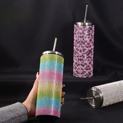 20oz Rhinestone Bling Tumblers with Metal Lids Luxury Shinny Style for Women 25Pack China Warehouse